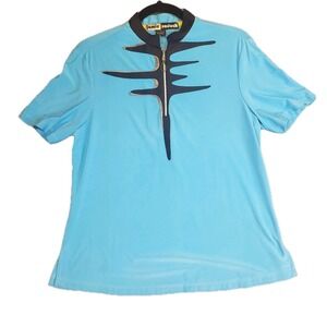 Jamie Sadock Teal Blue Golf Top Womens M Black Wave 1/4 Zip Pickleball Shirt